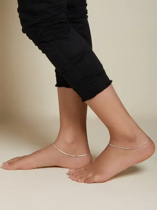 Hevil Silver Anklet For Women