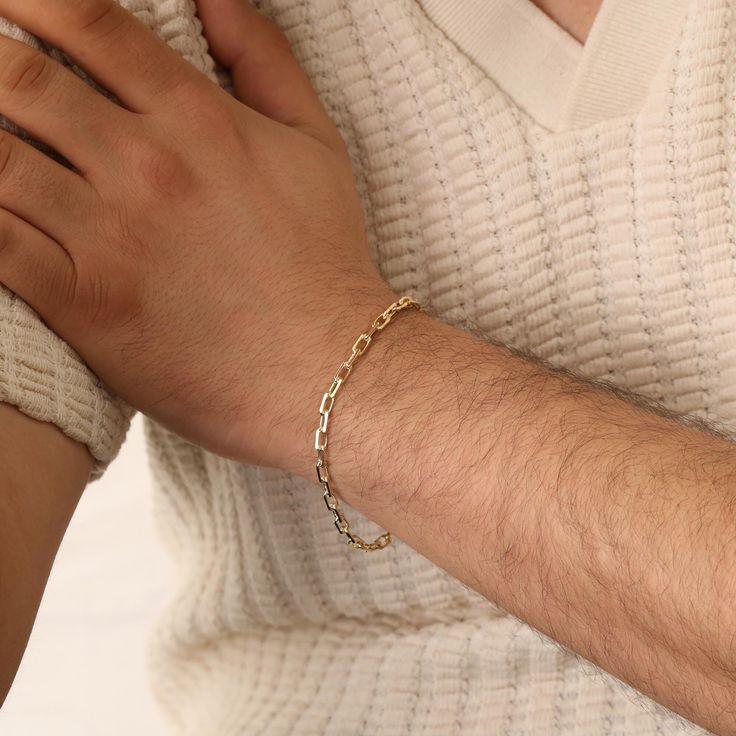 Paper Clip Silver Bracelet For Men