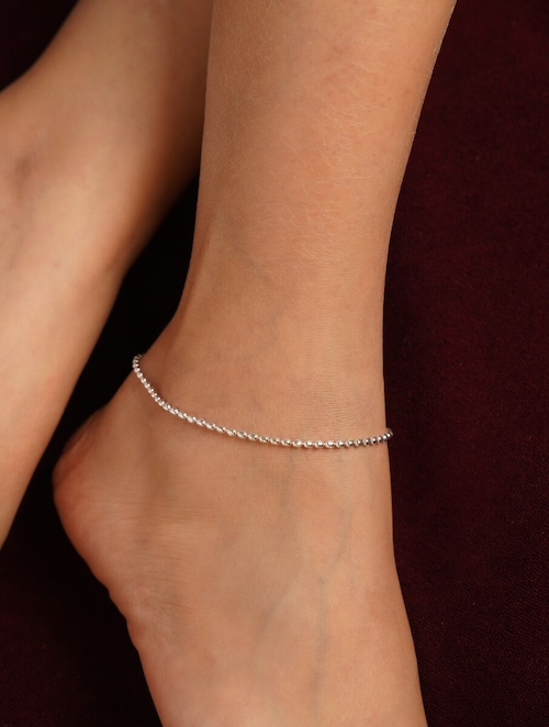 Sebi Silver Ball Anklets For Women