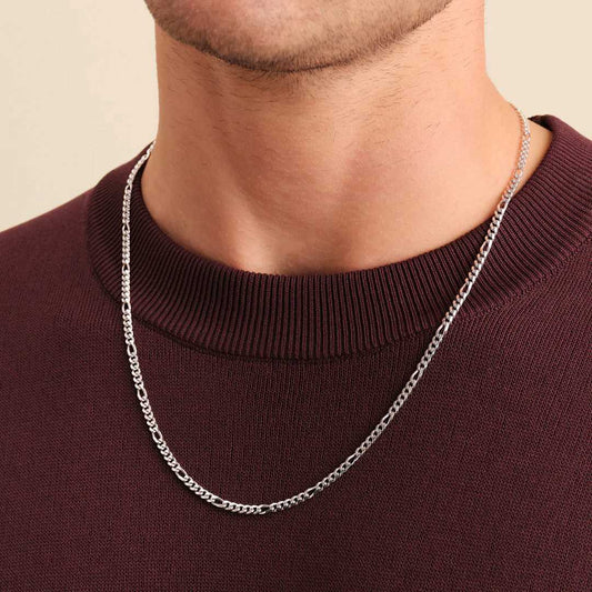 J Figaro Silver Chain For Men
