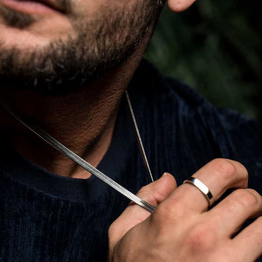 Herringbone Silver Chain for men