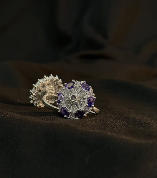Purple Moonstone Sparkle Adjustable Ring