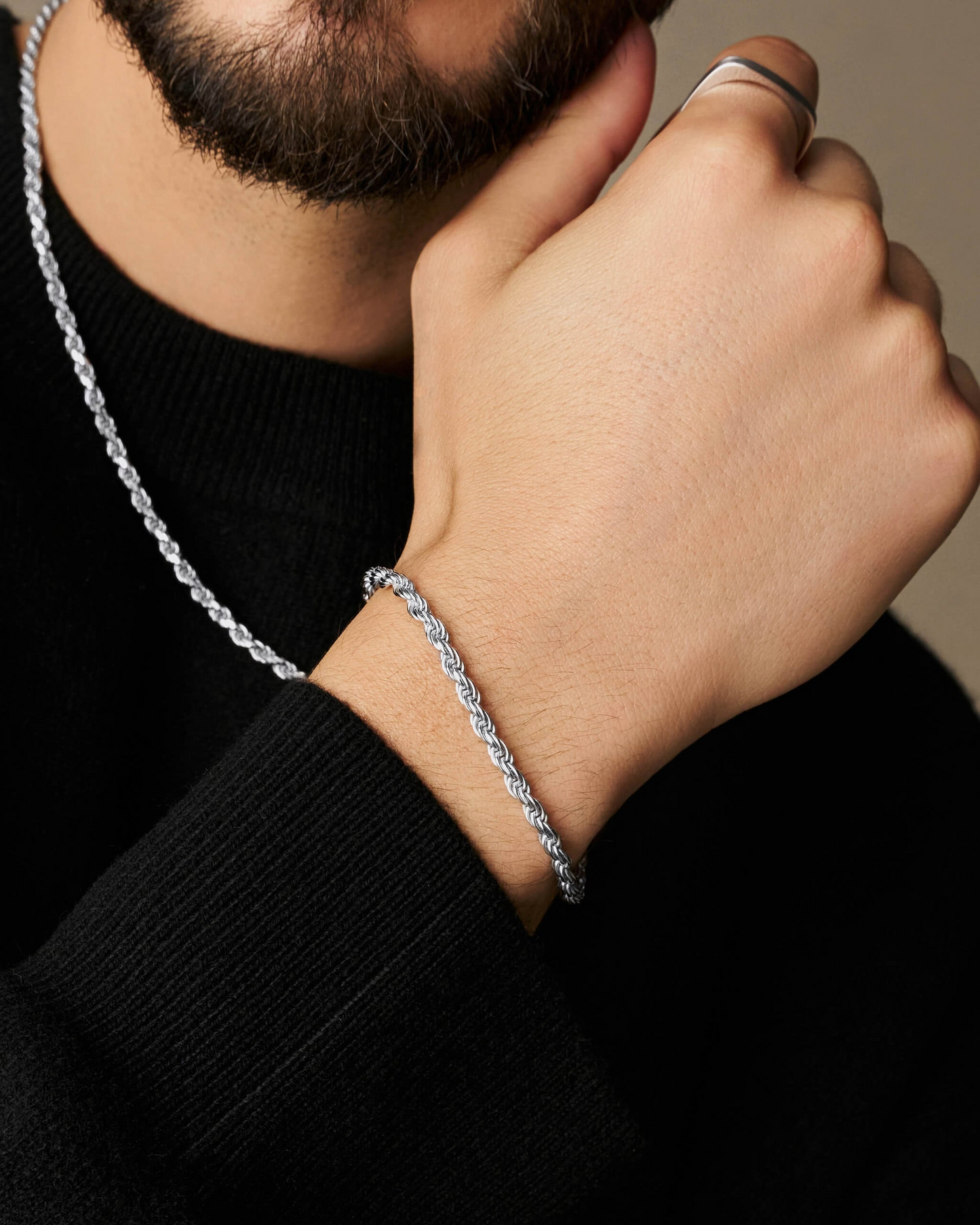 Silver Vortex – Men’s Bracelet & Chain Combo