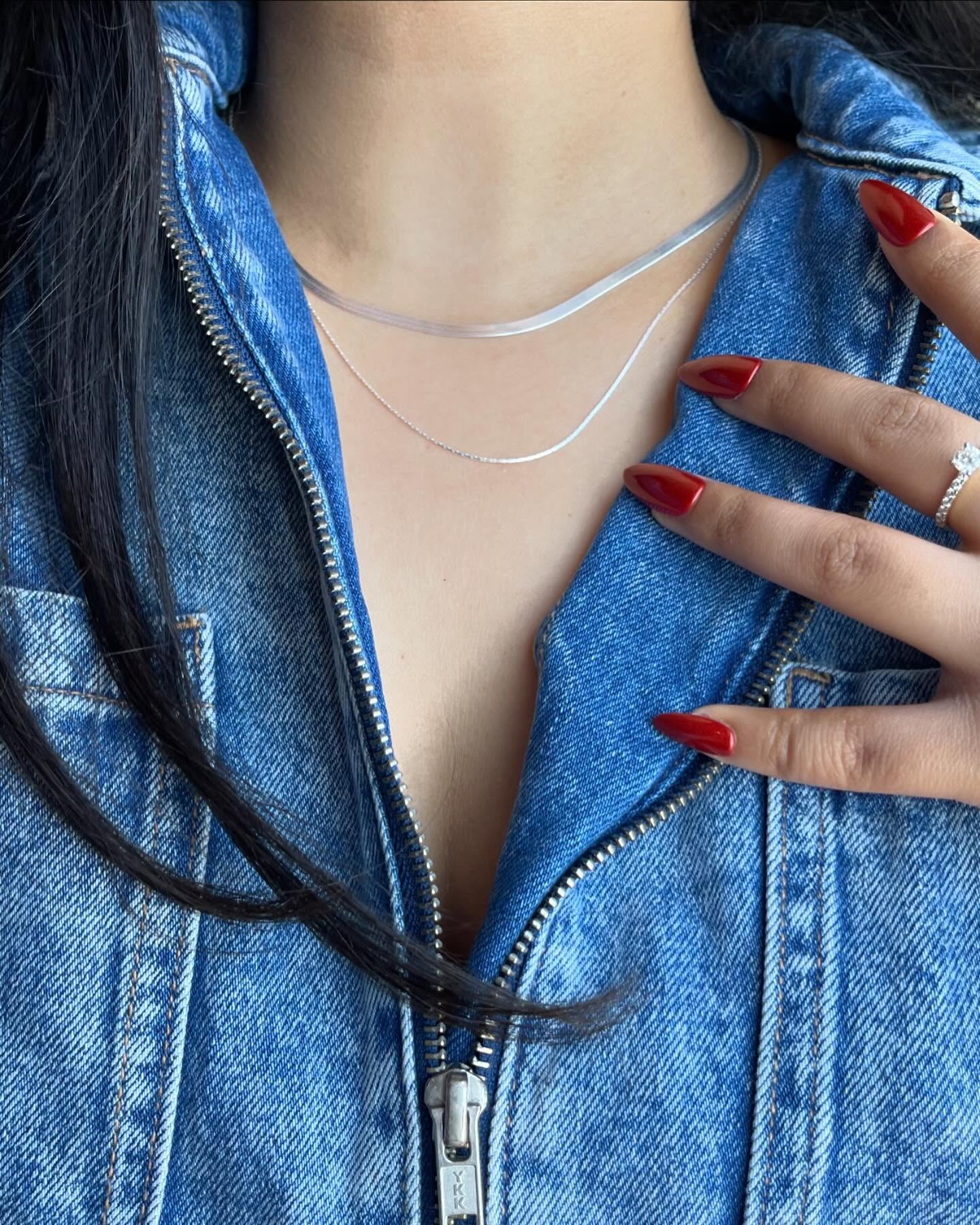 Herringbone Curv Silver Chain for women