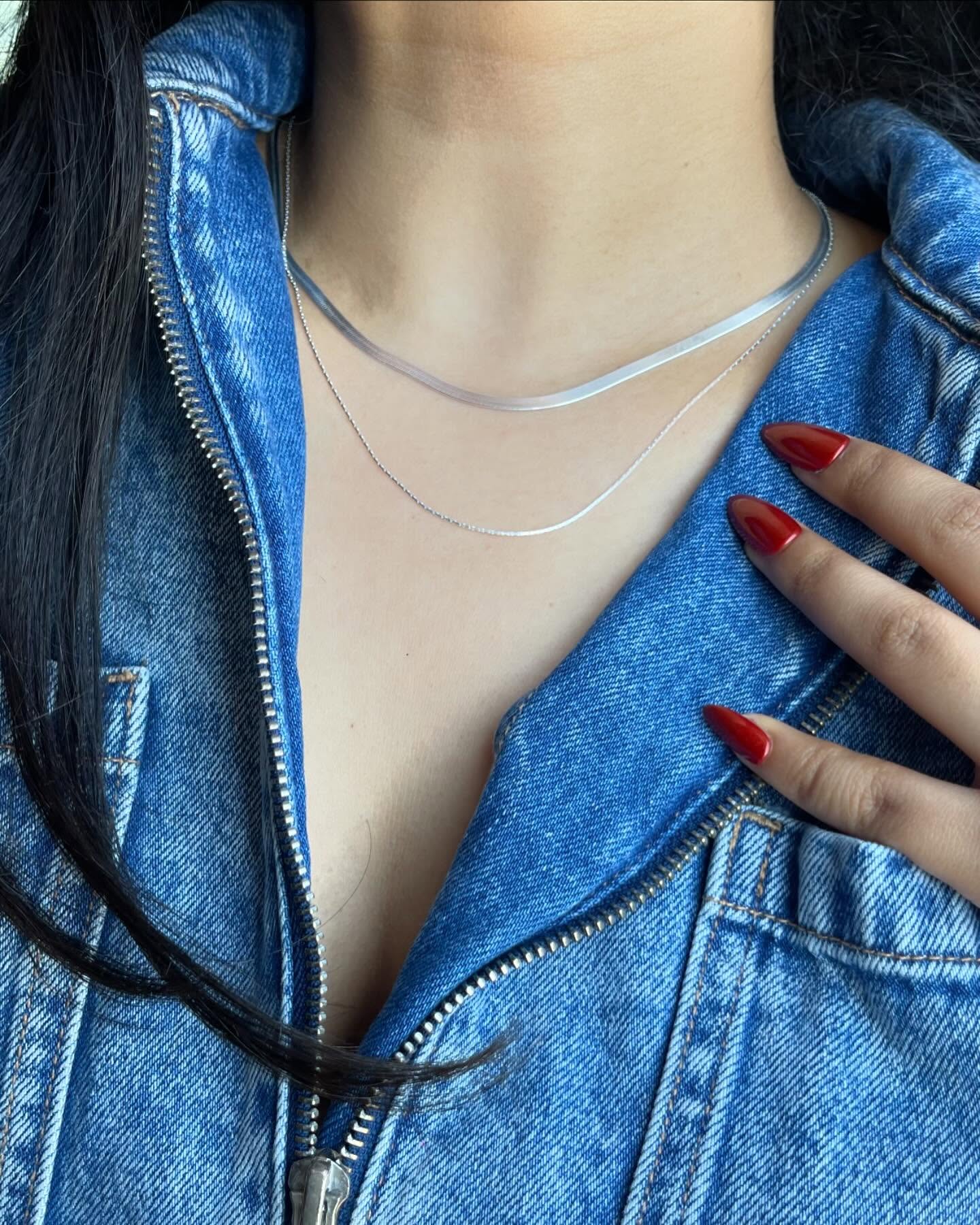 Herringbone Curv Silver Chain for women