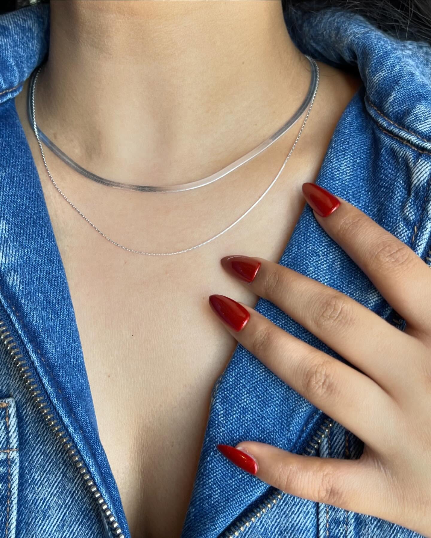 Herringbone Curv Silver Chain for women