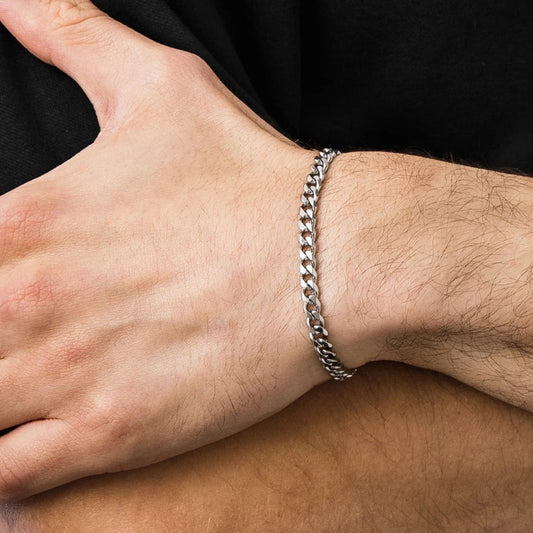 Curvv Silver Bracelet For Men - The Silver Essence