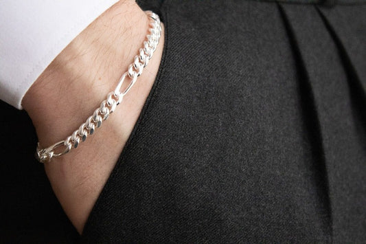 Gourmet Figaro Silver Bracelet For Men - The Silver Essence