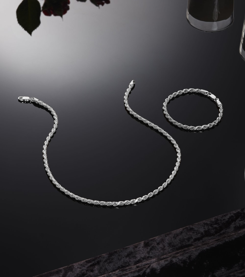 Silver Vortex – Men’s Bracelet & Chain Combo