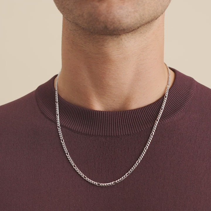 J Figaro Silver Chain For Men