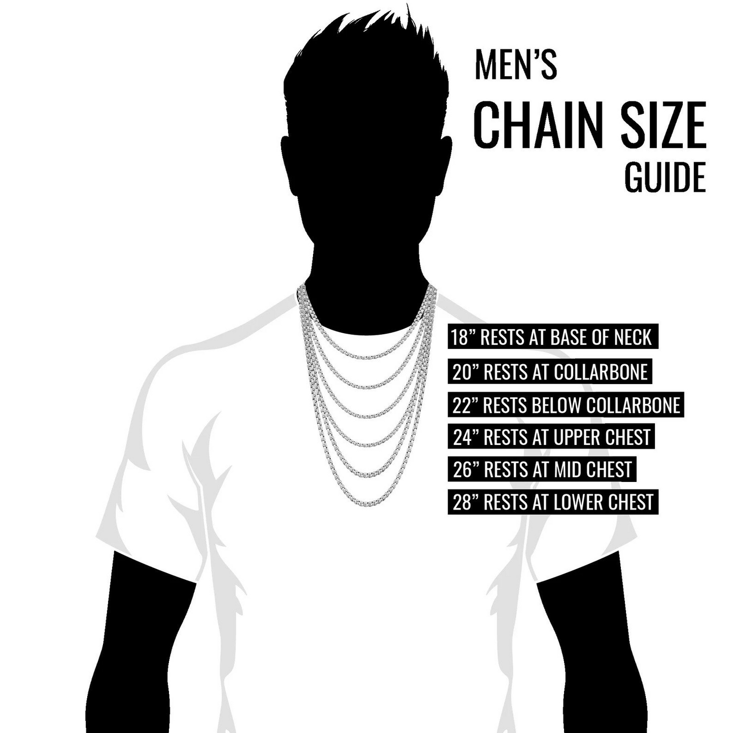 J Figaro Silver Chain For Men