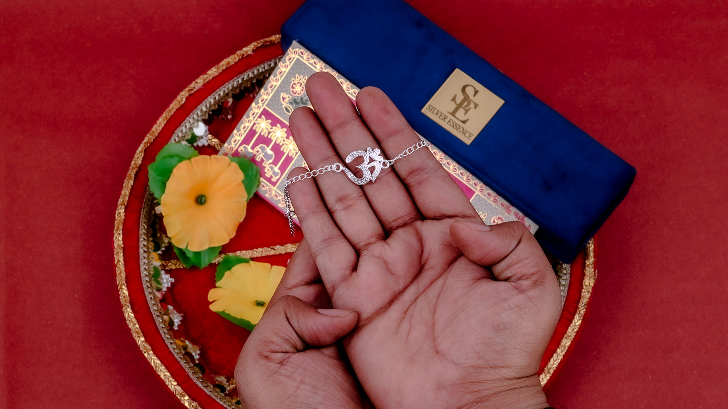Om Silver Rakhi For Men