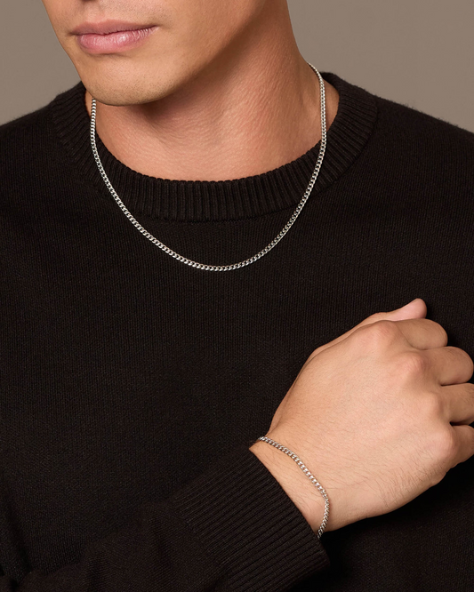 Silver Royale – Men’s Bracelet & Chain Combo