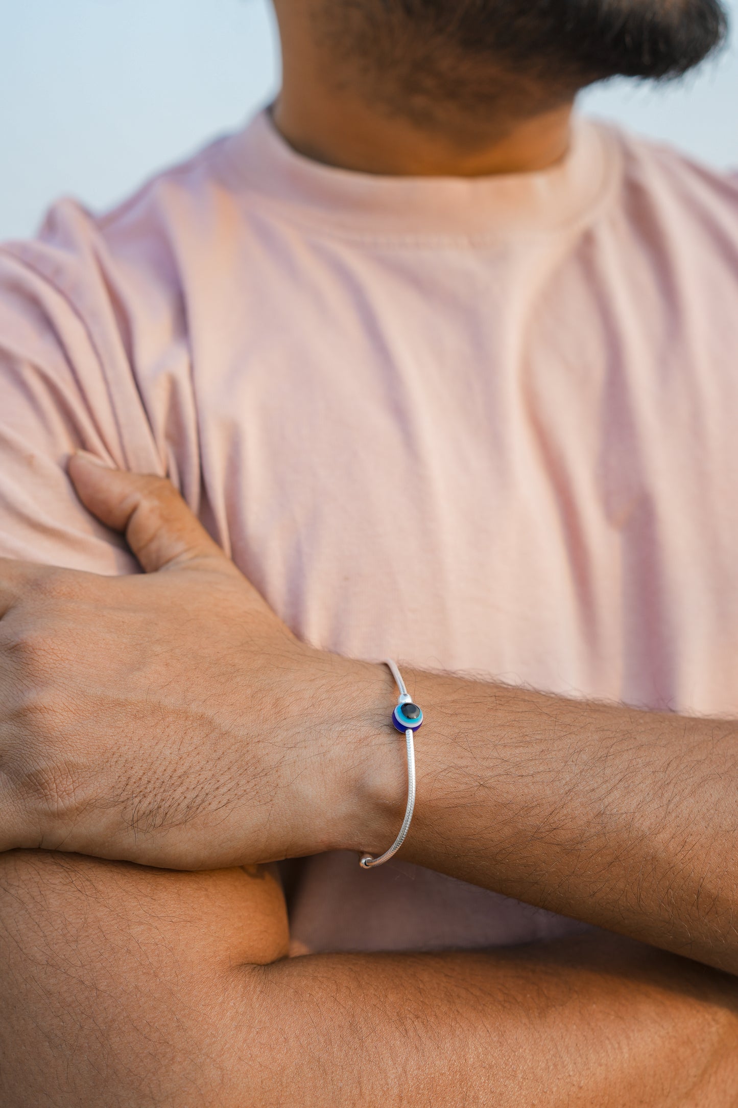 Silver Evil Eye Romania Bracelet for Men