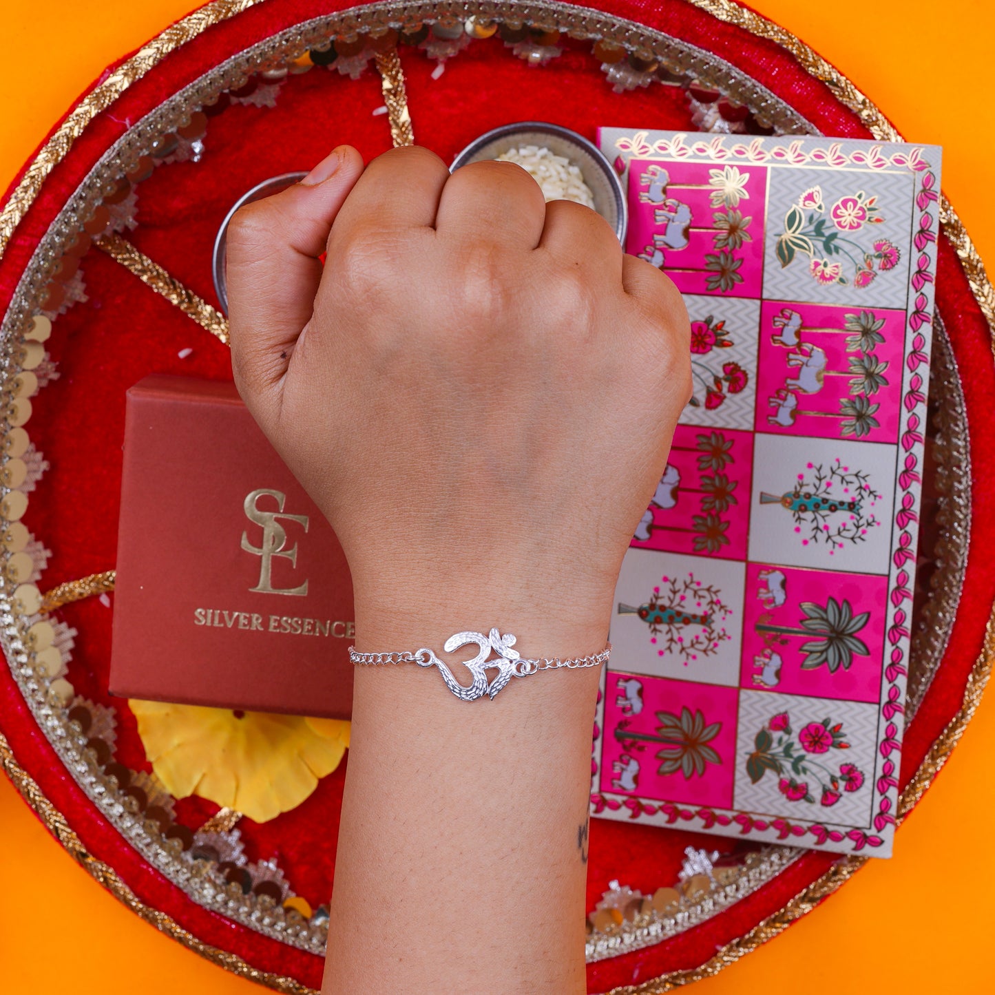 Om Silver Rakhi For Men
