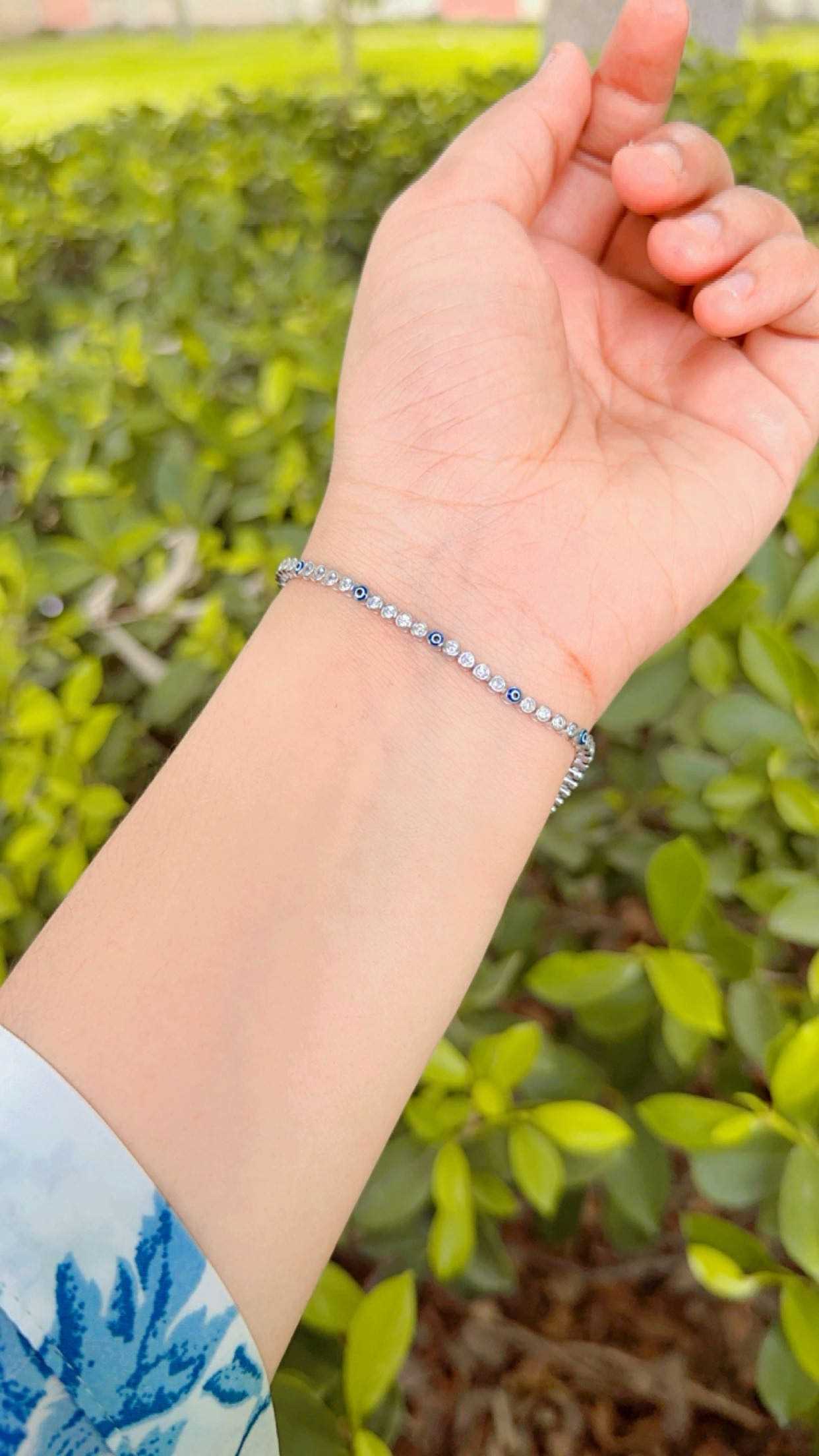 Divine Defender Silver Evil Eye Bracelet For Women