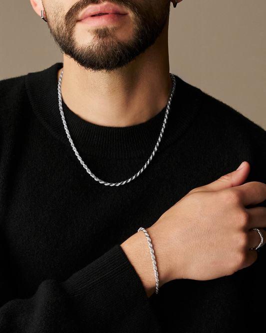 Silver Vortex – Men’s Bracelet & Chain Combo