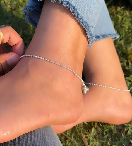 Sebi Silver Ball Anklets For Women