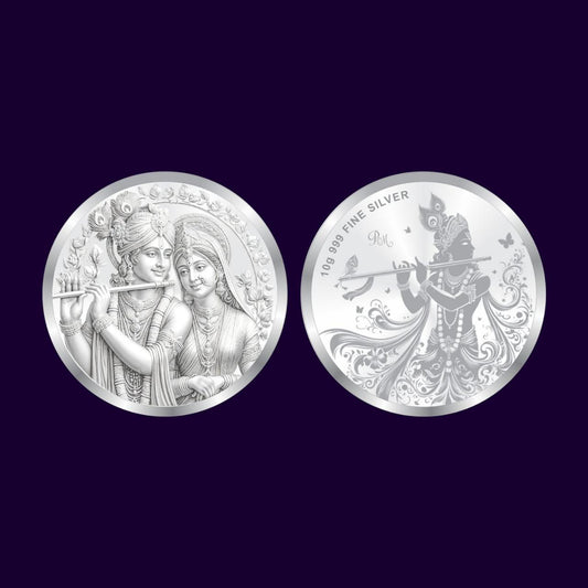Radha Krishna 999 Silver Coin