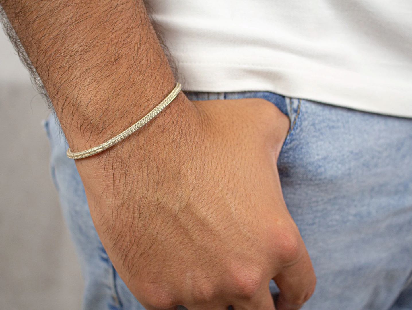 Silver Bracelet Thin Gold Mens Bracelet Wheat Chain Silver
