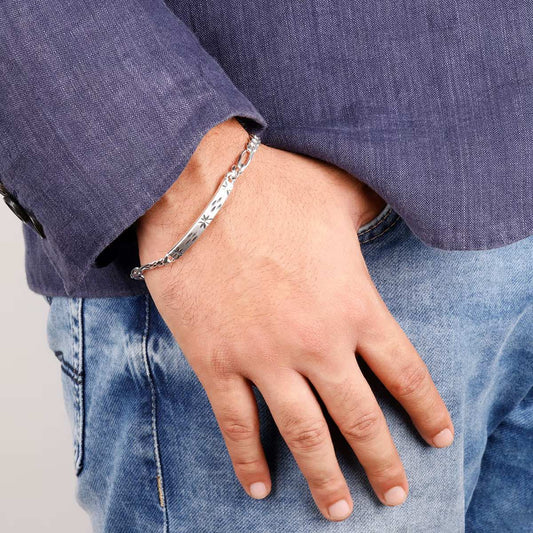 Cremation Silver Bracelet For Men
