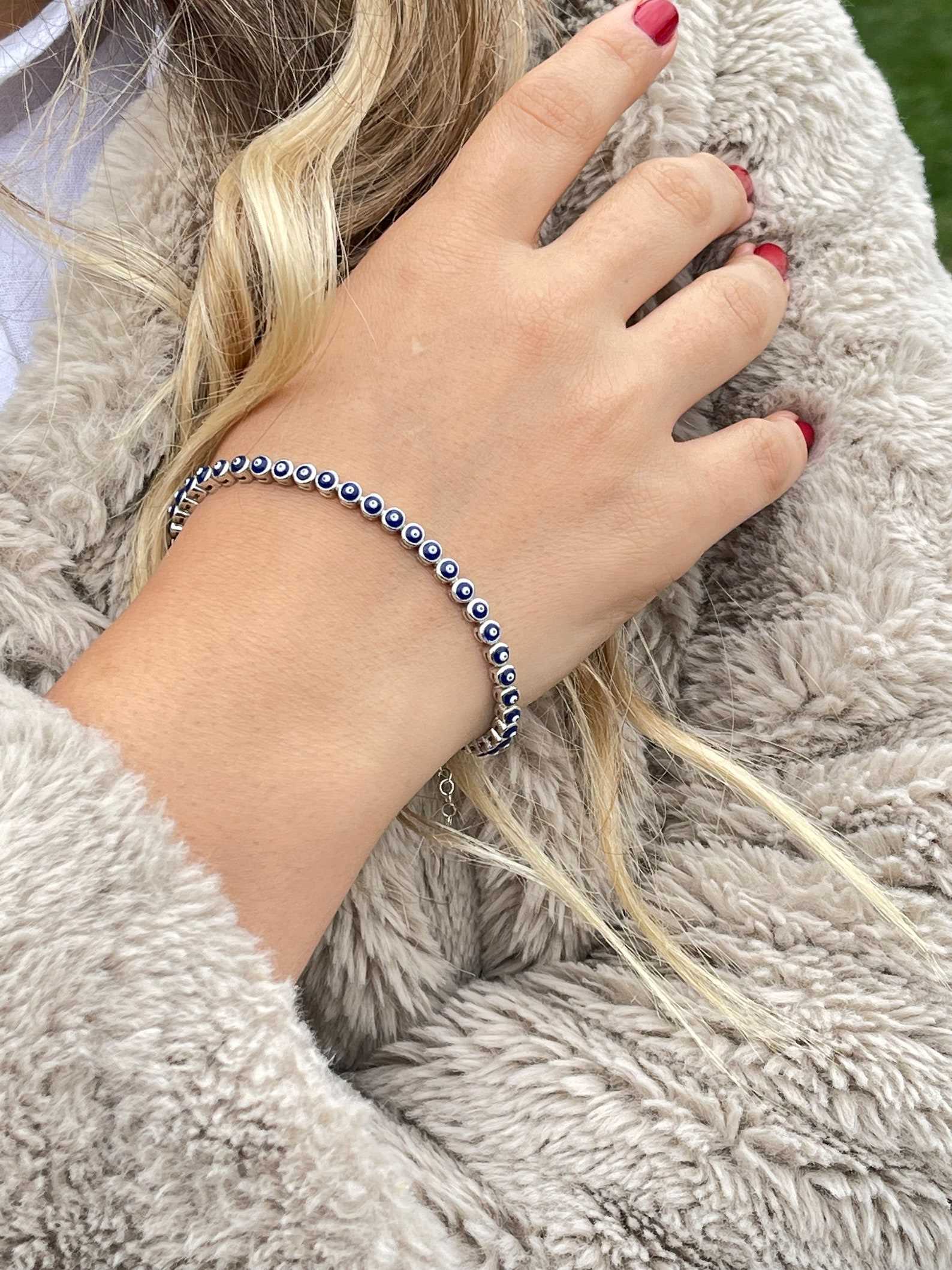 Sacred Silver Eye Silver Evil Eye Bracelet For Women