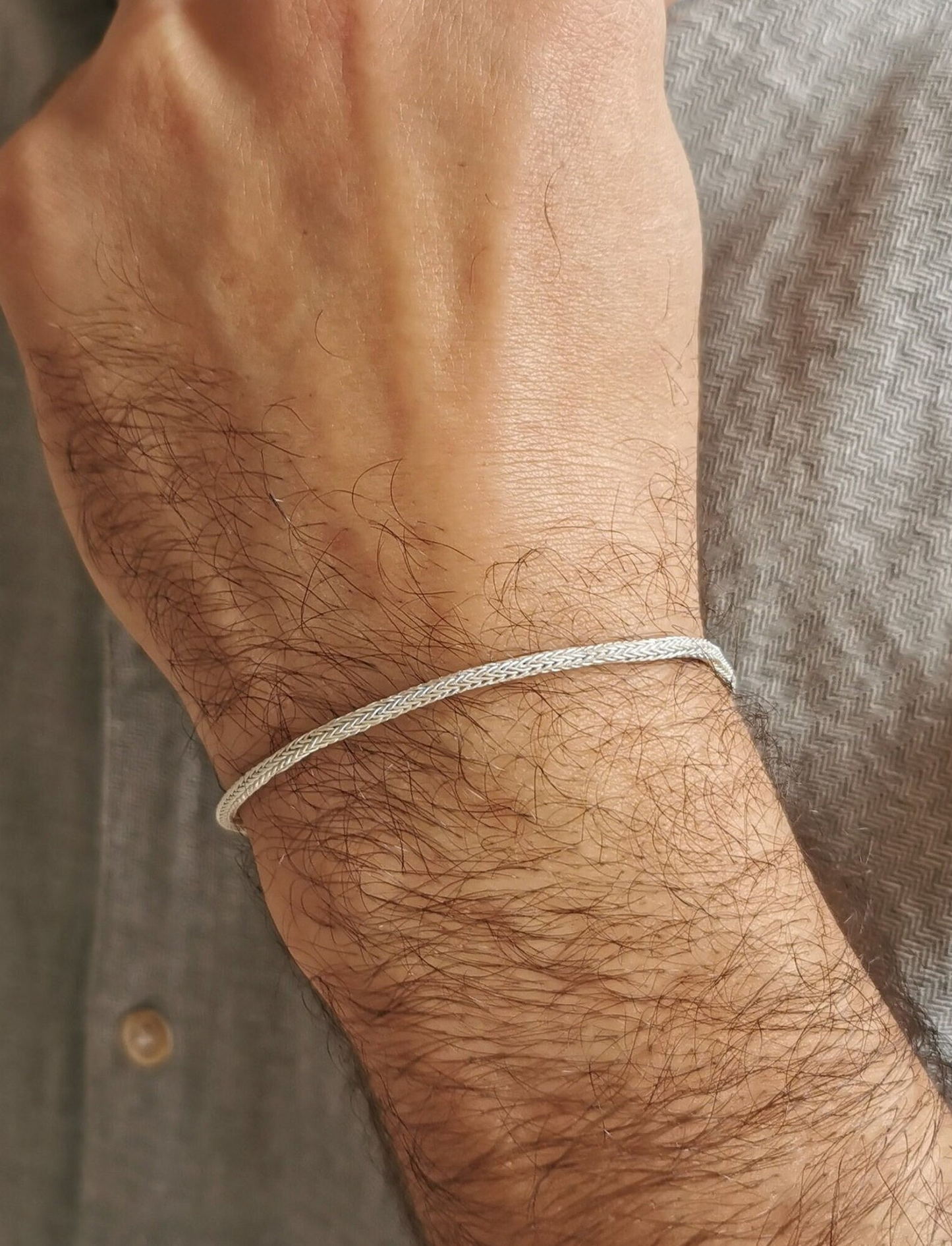 Wheat Chain Silver Bracelet For Men