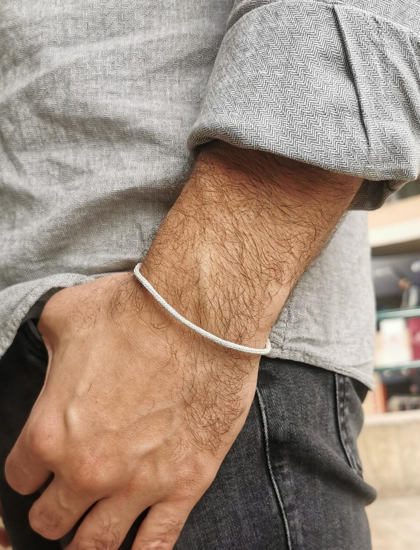 Wheat Chain Silver Bracelet For Men