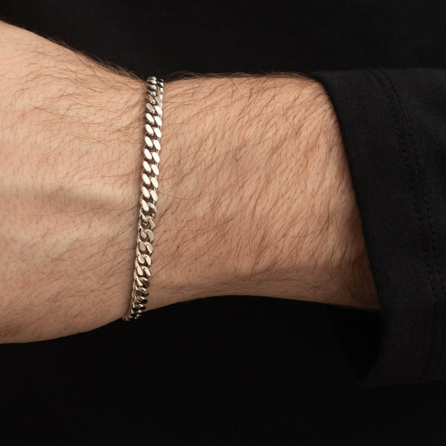 Curb Silver Bracelet For Men