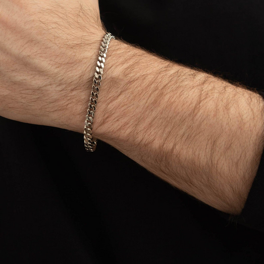 Curb Silver Bracelet For Men