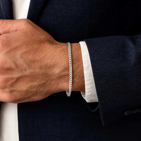 Curb Silver Bracelet For Men