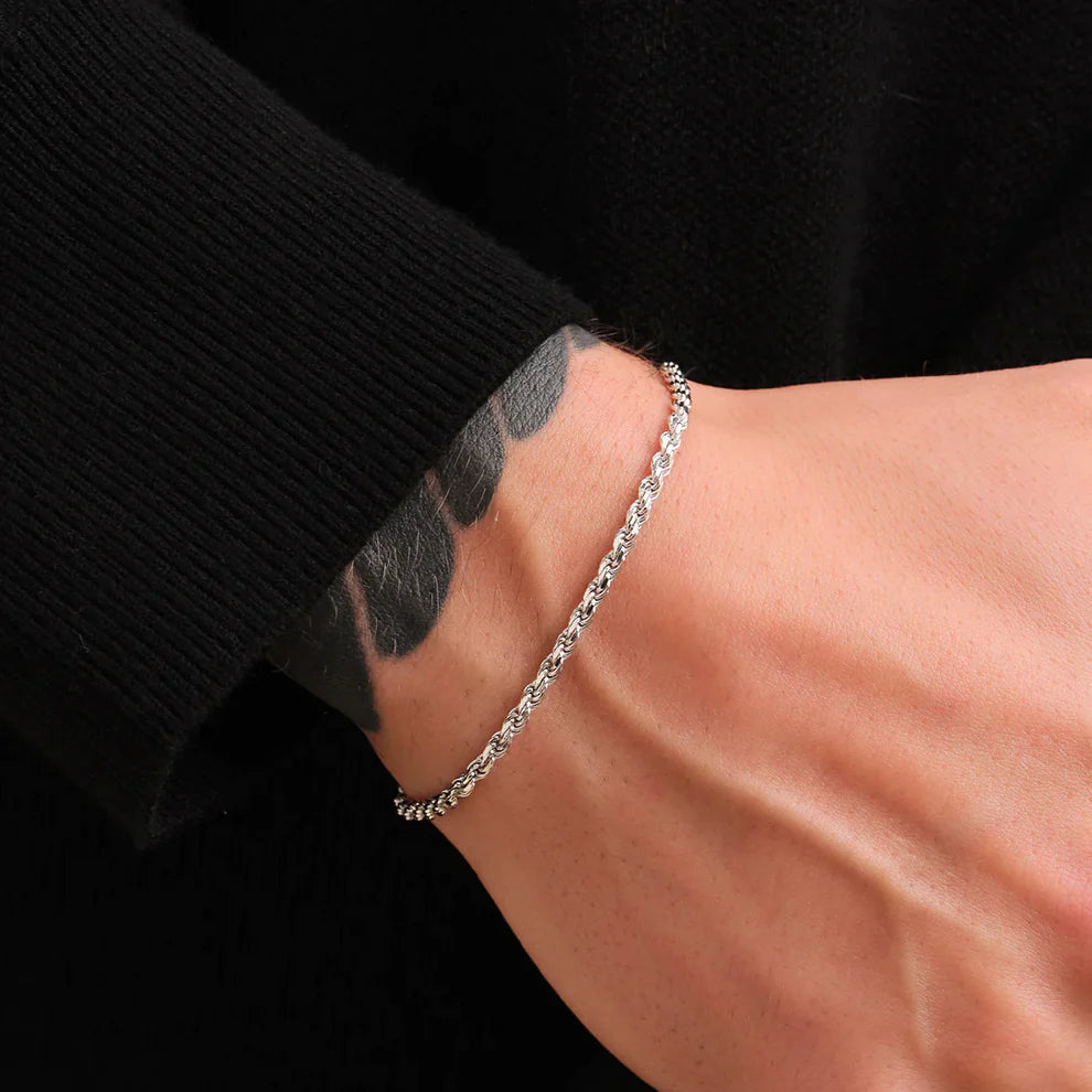 Mens sterling store silver rope bracelet